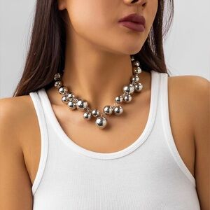 NWT Chunky Pearls Statement Choker Necklace, MULTI COLOR TONES AVAILABLE